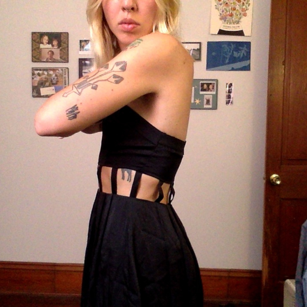 Y2K Black strapless mini | cut-out party dress